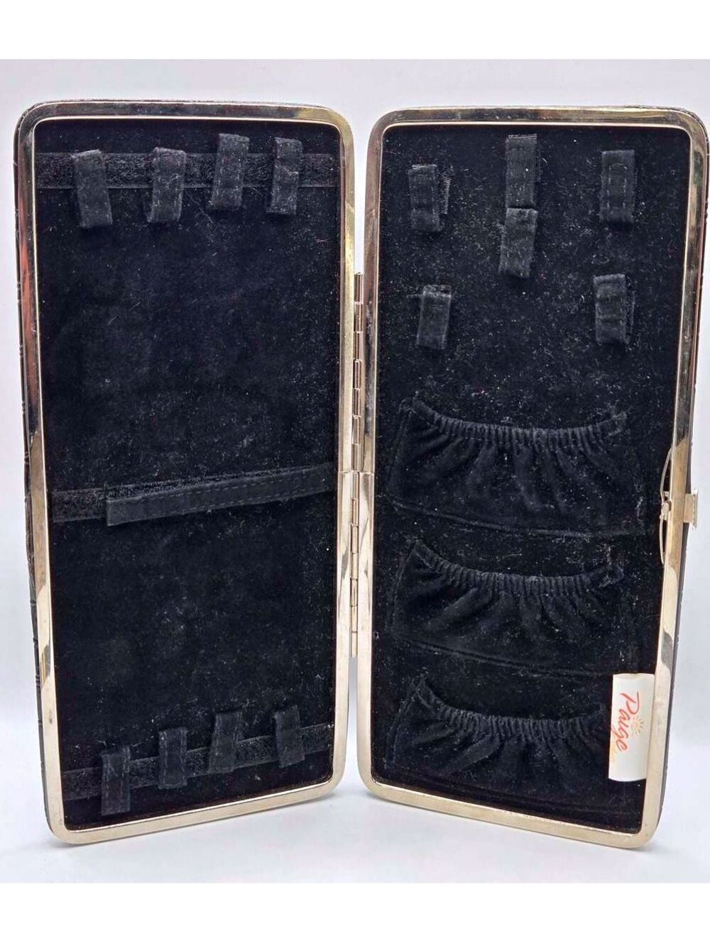 Paige Products Black Faux Crocodile Embossed Hard Shell Jewelry Travel Organizer